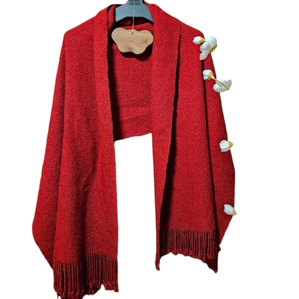 Vintage Blanket Wrap 68"x22" with 4" Fringes